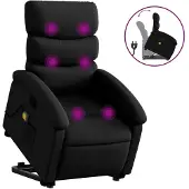 Syfax Massagesessel mit Aufstehhilfe Schwarz Kunstleder