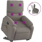 Syfax Massagesessel mit Aufstehhilfe Taupe Stoff