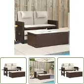 The Living Store Gartenbank Verstellbar mit Kissen Braun Poly Rattan