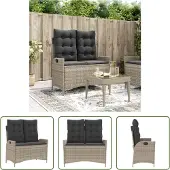 The Living Store Gartenbank Verstellbar mit Kissen Hellgrau Poly Rattan