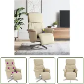 The Living Store Massagesessel mit Fußteil Creme Stoff