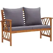 The Living Store Gartenbank mit Kissen 119 cm Massivholz Akazie