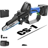 OEM Mini-Kettensäge, Selbstschmierungssystem, Leistungsstarker 500W Motor, cs-1 blau, zwei Batterien