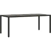 Syfax Gartentisch mit Glasplatte Schwarz 190x90x75 cm Poly Rattan