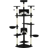 Syfax Katzen-Kratzbaum mit Sisal-Kratzsäulen 203 cm Schwarz und Weiß