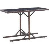 Syfax Gartentisch Braun 110×53×72 cm Glas und Poly Rattan