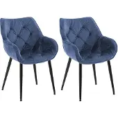 CLP Moderner Esszimmerstuhl aus Samt, 2er Set, strapazierfähig, 58x62x83 cm