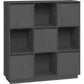 Syfax Highboard Grau 110,5x35x117 cm Massivholz Kiefer