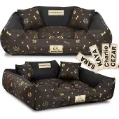 AIO Factory Hundebett KINGDOG 100x75 cm personalisiert wasserdicht goldene Knochen
