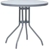 Syfax Gartentisch Hellgrau 80 cm Stahl und Glas