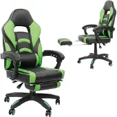 Melko Drehstuhl Fußstütze Schreibtisch Büro Chefsessel Gaming - Schwarz / Grün