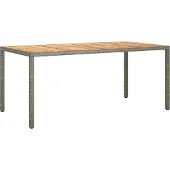 Syfax Gartentisch 190x90x75 cm Poly Rattan und Akazienholz Grau