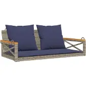 vidaXL Hängebank mit Kissen Grau 109x62x40 cm Poly Rattan
