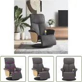 The Living Store Massagesessel mit Fußteil Grau Kunstleder