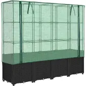 Syfax Hochbeet mit Gewächshausabdeckung Rattanoptik 160x40x153 cm