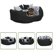 The Living Store Wendbares & waschbares Hundekissen Grau und Schwarz 65x50x20 cm