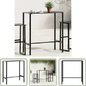The Living Store Bartisch Schwarz 100x50x110 cm Pulverbeschichteter Stahl