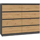 3Xeliving Kommode, Dunkelgrau, 120 x 97 x 40 cm