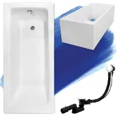 Besco Badewanne Rechteck Talia 150x70 mit Ablaufgarnitur, Füßen und Wannenträger GRATIS