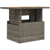 Syfax Gartentisch Grau 100x55x73 cm Poly Rattan und Akazienholz
