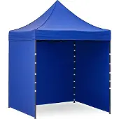 AGA Verkaufsstand 2x2m Blau mit Scherenkonstruktion und 3 abnehmbaren Seitenwänden