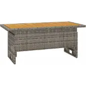 Syfax Gartentisch Grau 100x50x43/63 cm Akazienholz & Poly Rattan