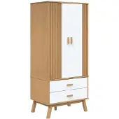 Syfax Kleiderschrank OLDEN Weiß Braun 76,5x53x172cm Massivholz Kiefer