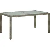 Syfax Gartentisch 150x90x75 cm Hartglas und Poly Rattan Grau
