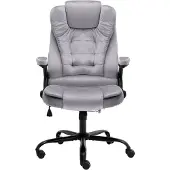 Syfax Bürostuhl Hellgrau Samt ergonomisch höhenverstellbar Liegefunktion 110-119 cm