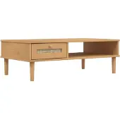 Syfax Couchtisch SENJA Rattan-Optik Braun 100x55x33 cm Kiefernholz