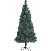 vidaXL Künstlicher vorbeleuchteter Weihnachtsbaum mit Kugelset Grün