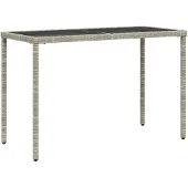Syfax Gartentisch mit Glasplatte Hellgrau 115x54x74 cm Poly Rattan