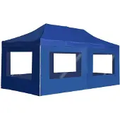 The Living Store Profi-Partyzelt Faltbar mit Wänden Aluminium 6×3m Blau