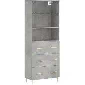 Syfax Highboard Betongrau 69,5x34x180 cm Holzwerkstoff