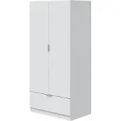 Dmora Kleiderschrank 2 Türen Budoia 80x170h cm Weiß, ein Regal, Kleiderstange
