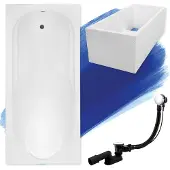 Besco Badewanne Rechteck Bona 150x70 mit Ablaufgarnitur, Füßen und Wannenträger GRATIS