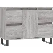 Syfax Badschrank Grau Sonoma 80x33x60 cm Holzwerkstoff