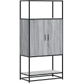 Syfax Highboard Grau Sonoma 68x35x139 cm Holzwerkstoff und Metall
