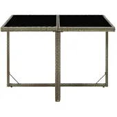 Syfax Gartentisch Grau 109x107x74 cm Poly Rattan und Glas