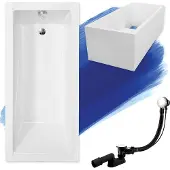 Badland Badewanne Rechteck Modern 120x70 mit Ablaufgarnitur, Füßen und Wannenträger GRATIS