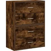 Syfax Schränke mit 4 Schubladen 2 Stk. Räuchereiche 60x31x40 cm