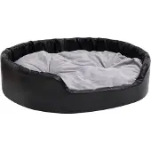 Syfax Hundebett Schwarz-Grau 99x89x21 cm Plüsch und Kunstleder