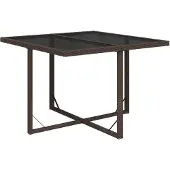 Syfax Gartentisch Braun 109x107x74 cm Poly Rattan und Glas