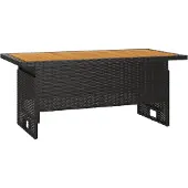 Syfax Gartentisch Schwarz 100x50x43/63 cm Akazienholz & Poly Rattan