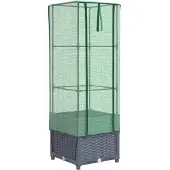 Syfax Hochbeet mit Gewächshaus-Aufsatz Rattan-Optik 40x40x139 cm