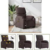 The Living Store Massagesessel Elektrisch Dunkelbraun Stoff