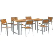 Syfax Garten Essgruppe 7 stk. Grau Massivholz Akazie