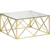 Syfax Couchtisch Golden Edelstahl und Hartglas