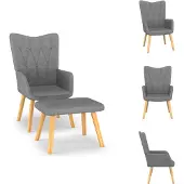 vidaXL Relaxsessel mit Hocker Dunkelgrau Stoff - Sessel