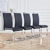 Merax 4er Esszimmerstühle Küchenstuhl Polsterstuhl aus Kunstleder mit Metallgestell, Schwarz